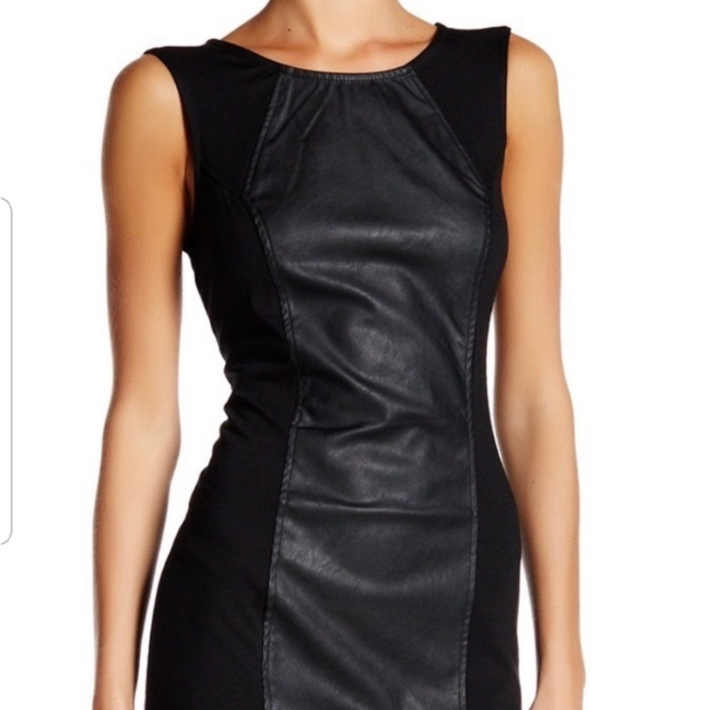 Blanc Noir Sleeveless Faux Leather Dress